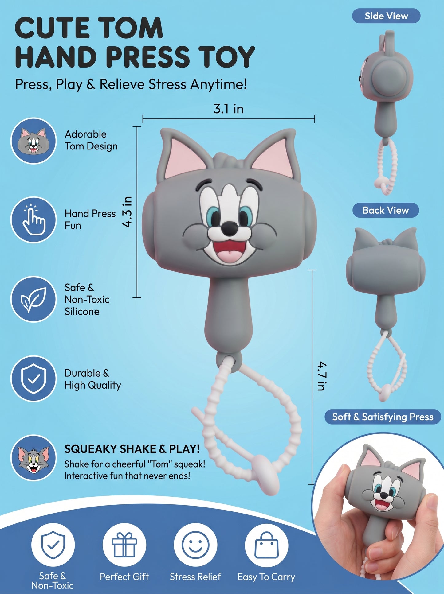 Tom Cat Squeezy Kawaii Hammer with Sound