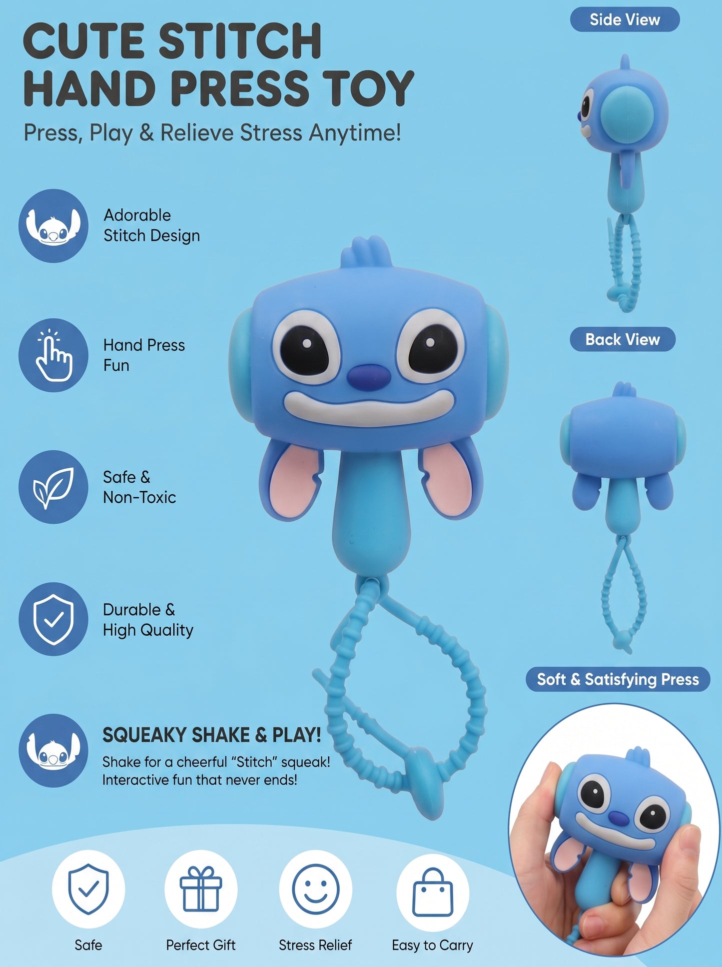 Cute Dragon Squeezy Kawaii Hammer with Sound